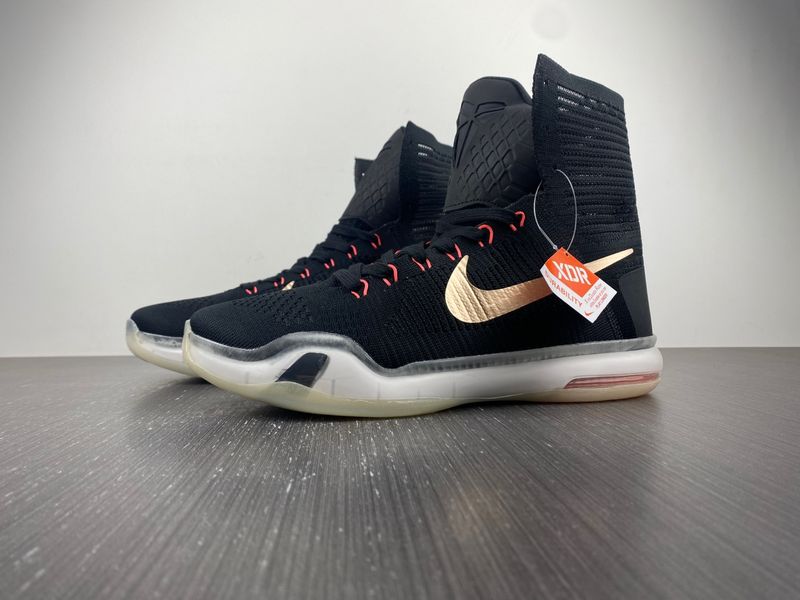 Kobe 10 Elite Rose Gold Black White Hot Lava Metal Red Bronze 718763-091
